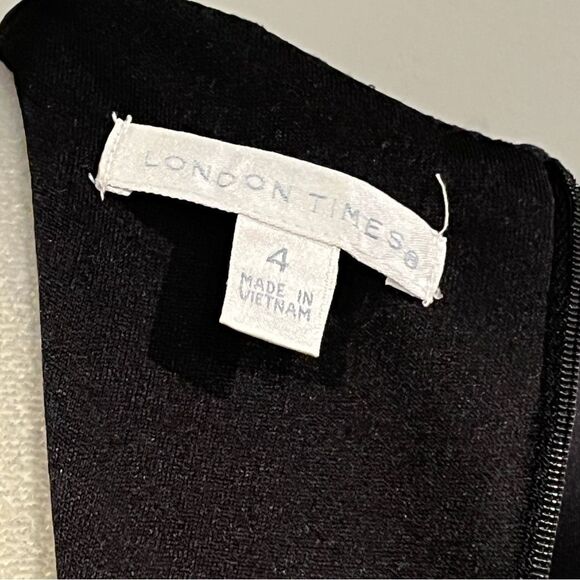 London Times Elegant Black Geometric print sleeveless formal Dress size 4 - Picture 8 of 12